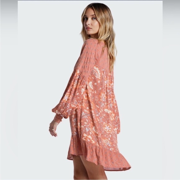 Billabong free as can be boho hippie mini dress - Picture 3 of 12